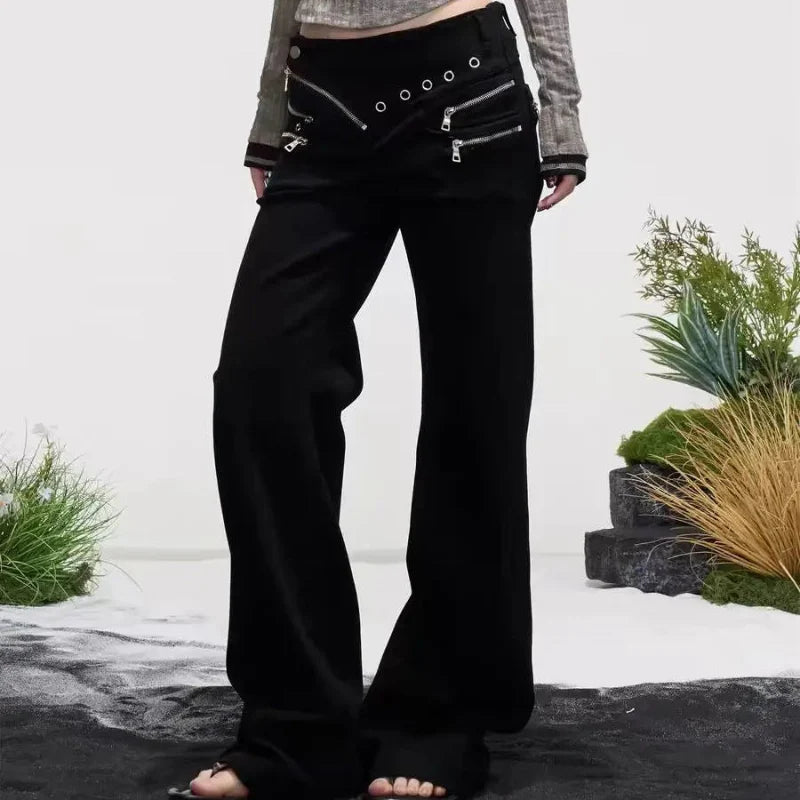 Retro Y2K High Waist Micro Flare Jeans — vista frontale