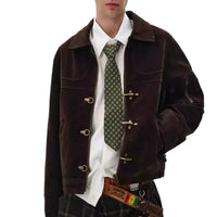 Retro Y2K Spliced Suede Pilot Clip Jacket — dettaglio