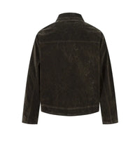 Retro Y2K Spliced Suede Pilot Clip Jacket — dettaglio del tessuto