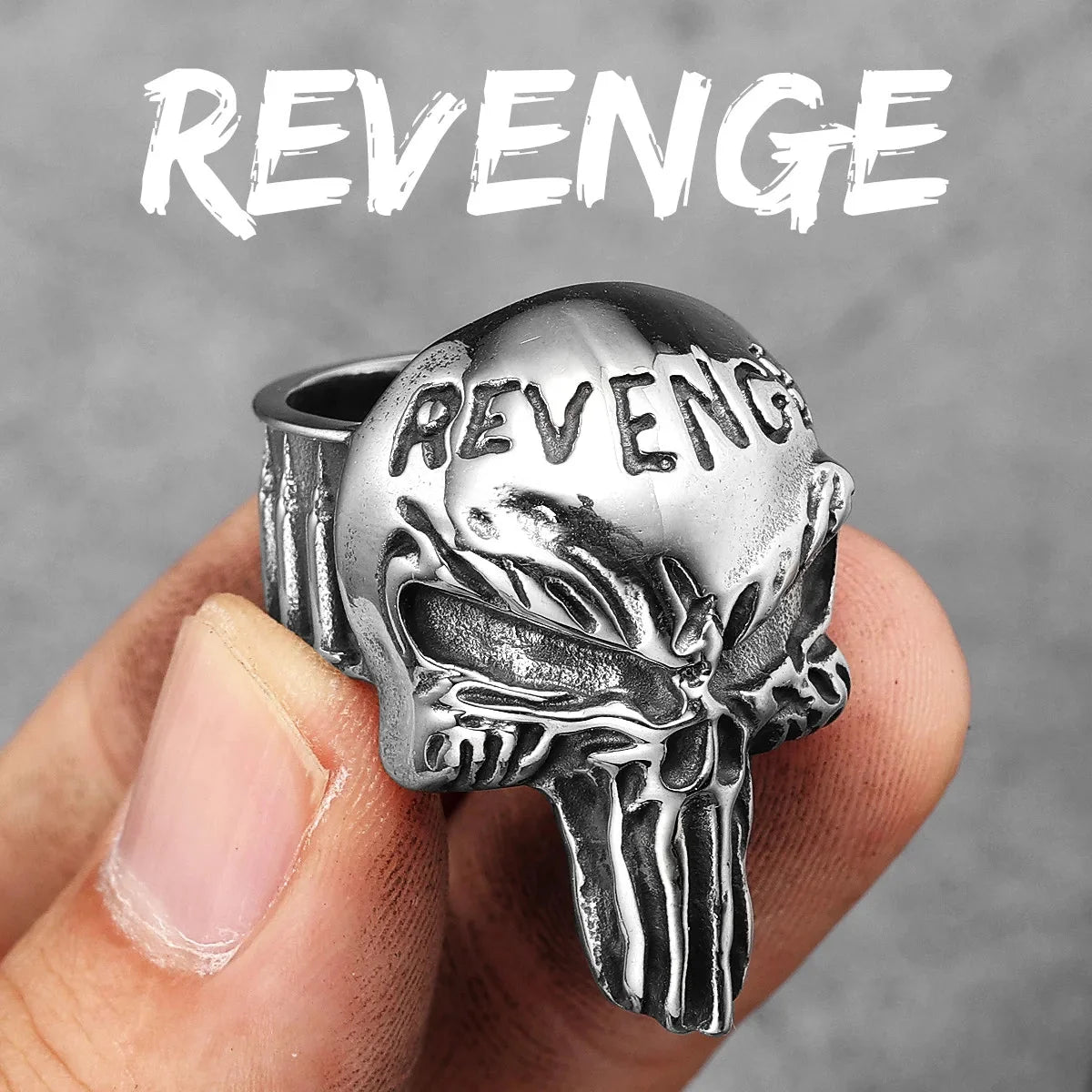 Revenge Punisher Skull Ring — vista posteriore