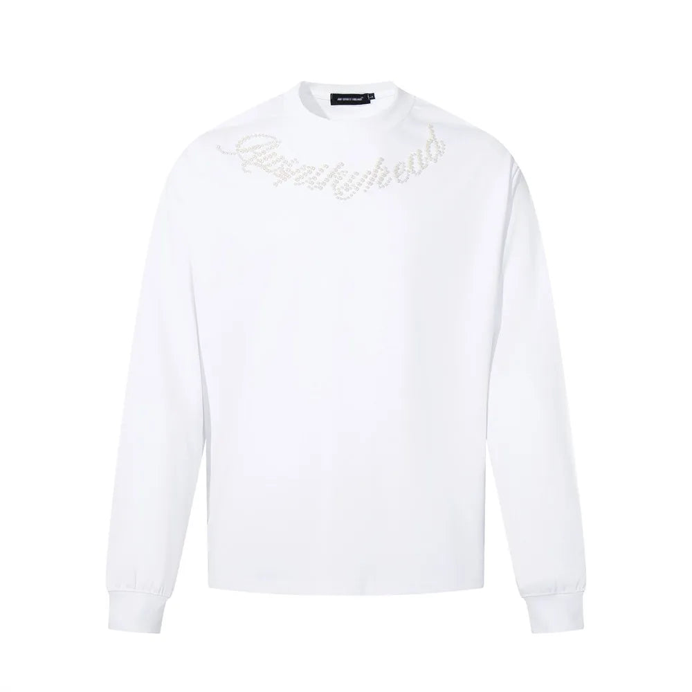 Rhinestone Print Graphic Long Sleeve Top — vista posteriore