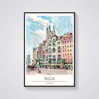 Riga Latvia Art Deco Poster — vista frontale