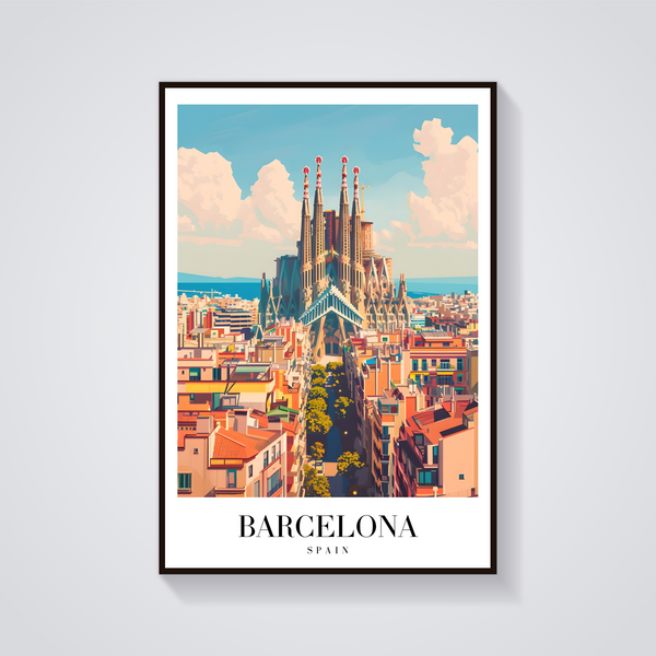 Sagrada Familia Barcelona Vintage Poster — vista frontale