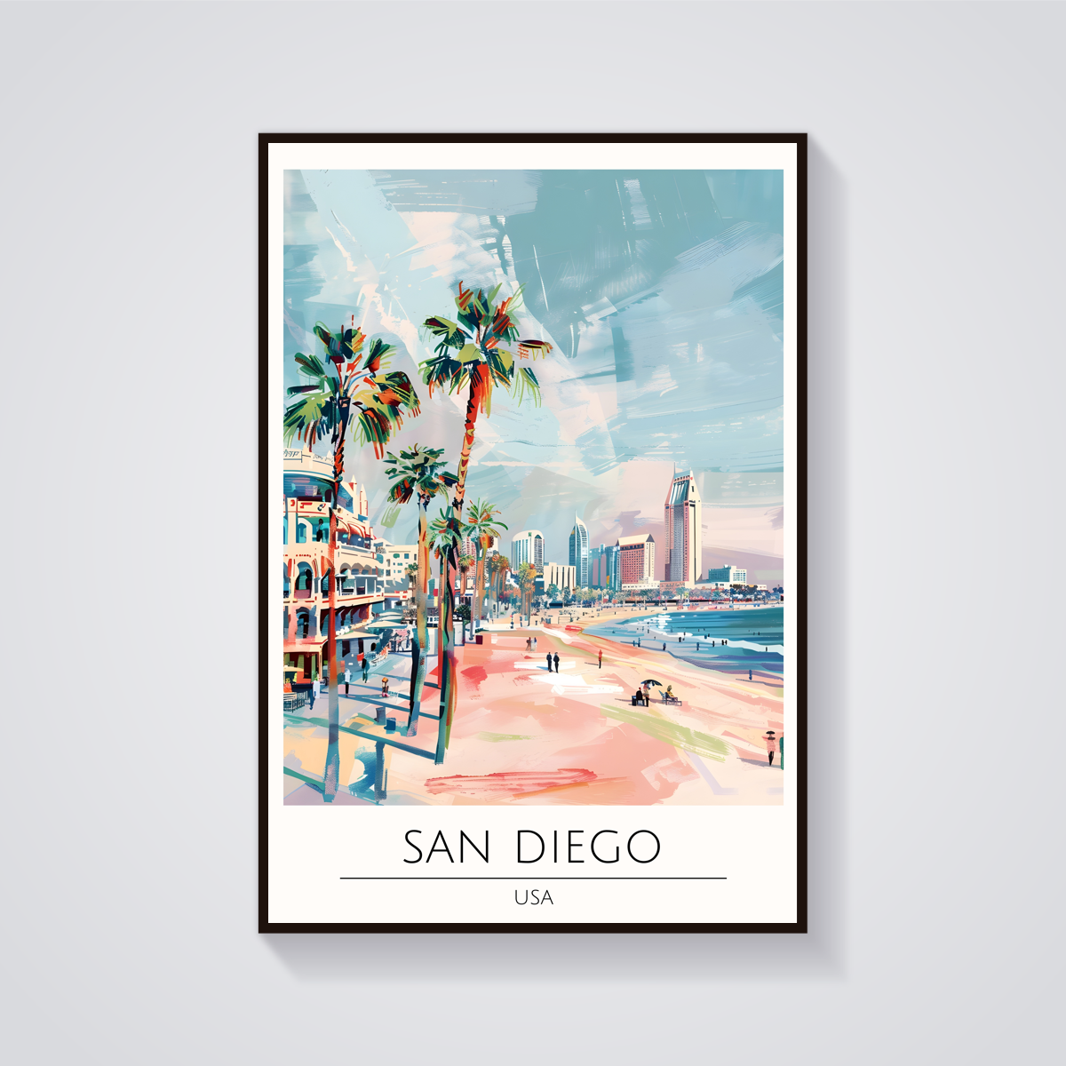 San Diego Beach Palms Poster — vista frontale