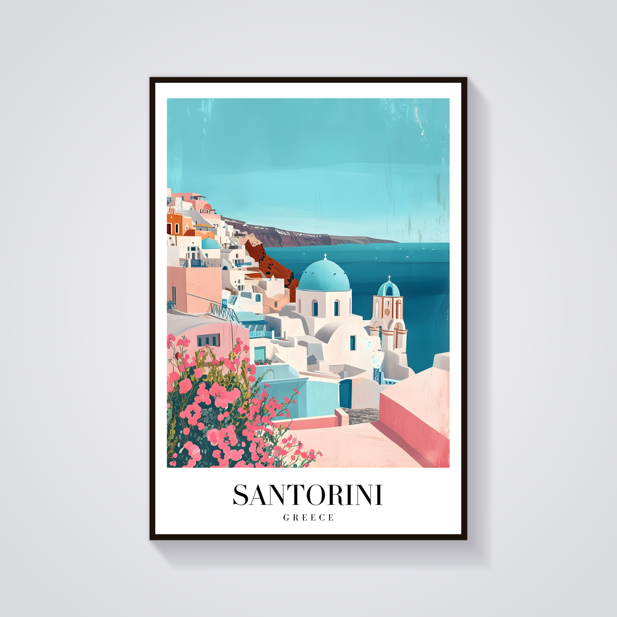 Santorini Blue Domes Poster — vista frontale