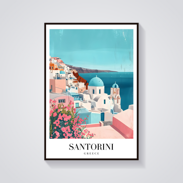 Santorini Blue Domes Poster — vista frontale