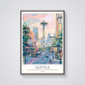 Seattle Space Needle Art Deco Poster