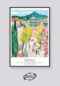 Seoul Street Scene Poster — vista posteriore