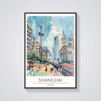 Shanghai Skyline Art Deco Poster — vista frontale