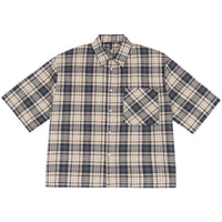 Short Plaid Y2K Work Shirt — vista frontale