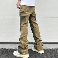 Spliced Speckled Ink Y2K Micro Flare Carpenter Denim Jeans — dettaglio del tessuto