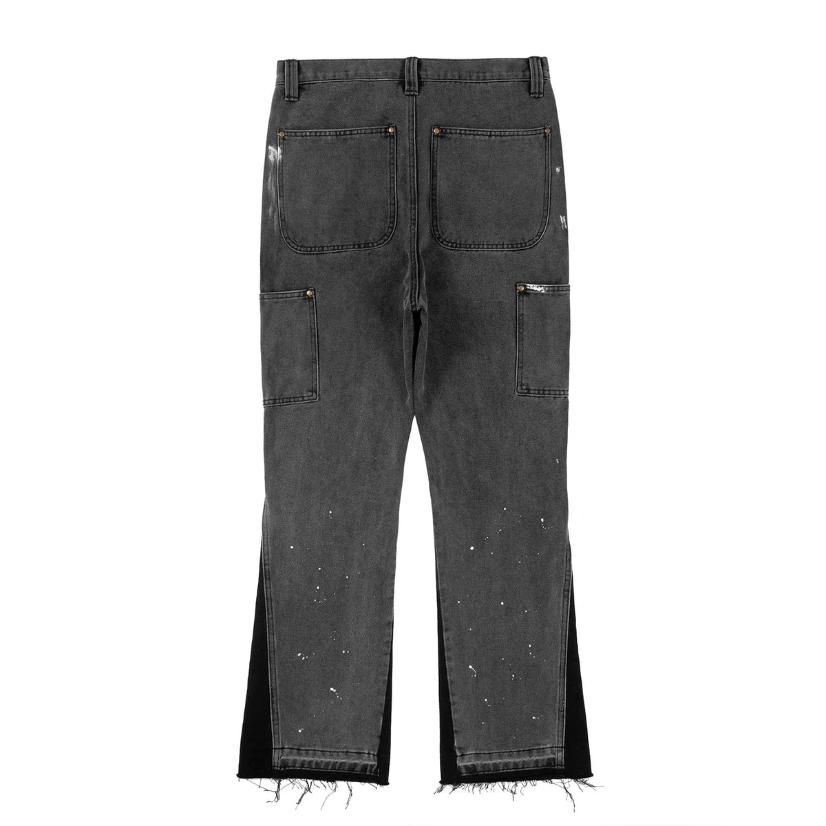 Spliced Speckled Ink Y2K Micro Flare Carpenter Denim Jeans — vista completa