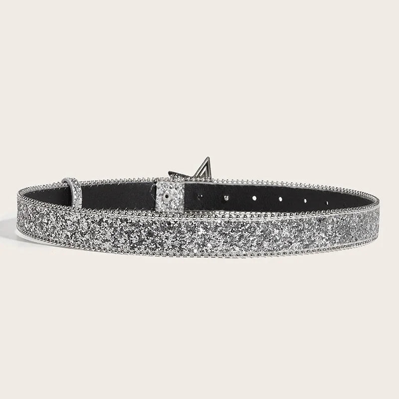 Star Buckle Y2K Rhinestone Belt — vista laterale