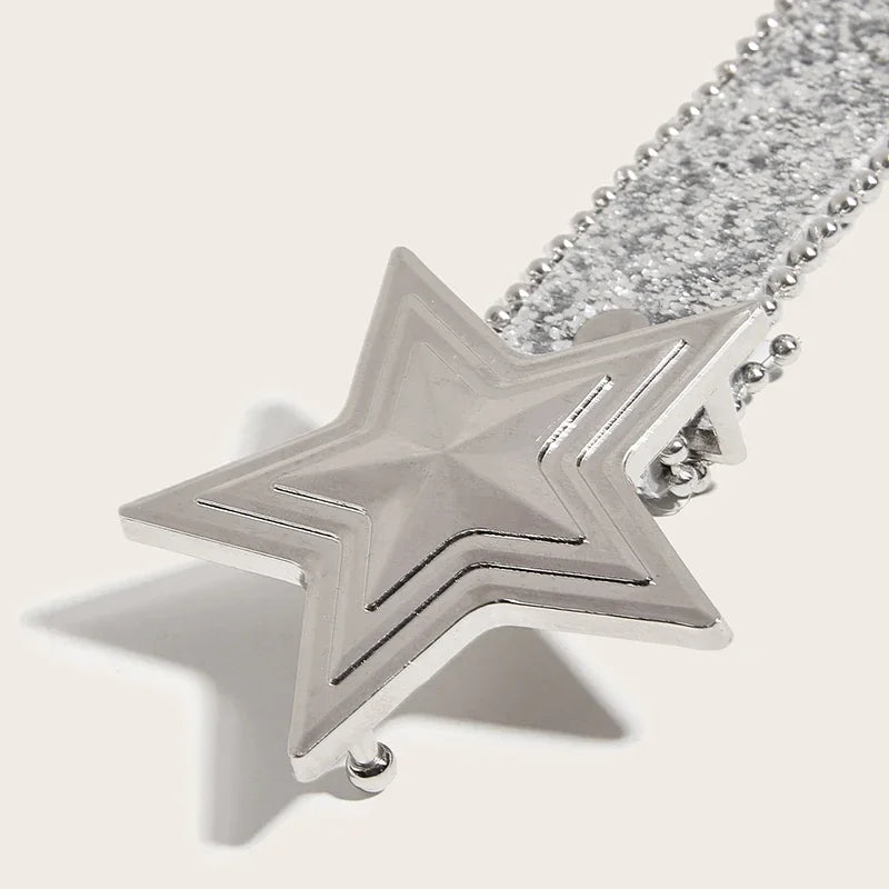 Star Buckle Y2K Rhinestone Belt — dettaglio del tessuto