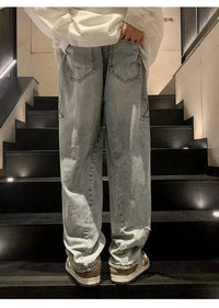 Star Embroidered Y2K Baggy Straight Leg Washed Jeans — in alternativa