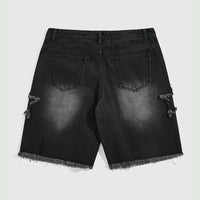 Star Embroidered Y2K Baggy Washed Shorts Jorts — dettaglio