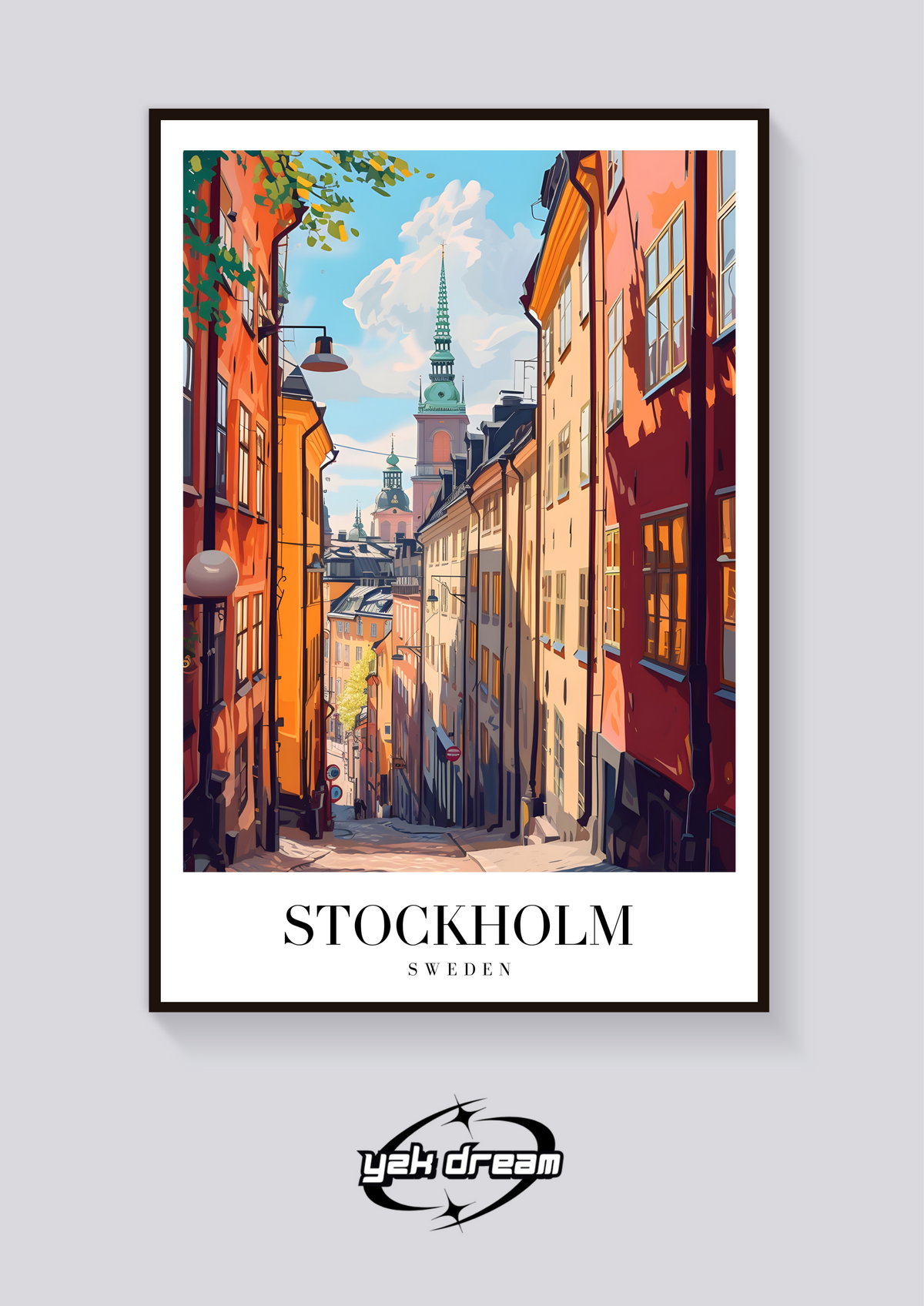 Stockholm Street View Vintage Poster — vista posteriore