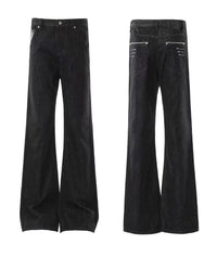 Streetwear Y2K Contrast Stitch Skinny Flared Jeans — vista frontale