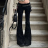Studded Y2K Gothic Black High Waist Flare Jeans