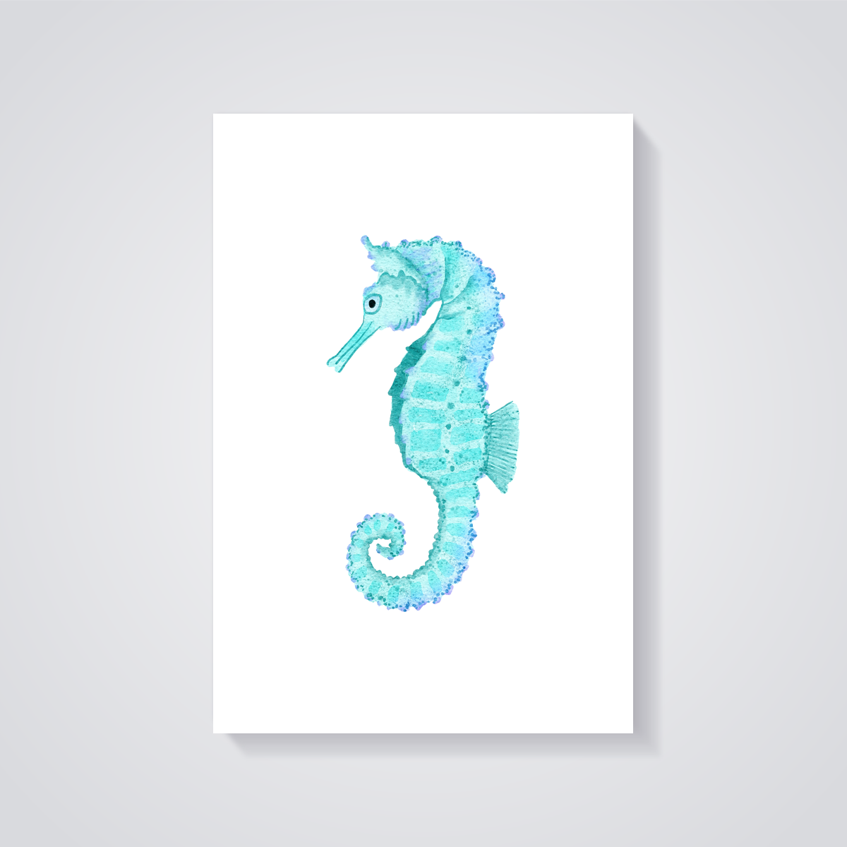 Teal Seahorse Watercolor Poster — vista posteriore
