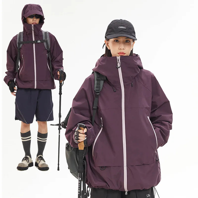 Unisex Y2K Outdoor Windproof Waterproof Single Layer Jacket Coat — vista laterale
