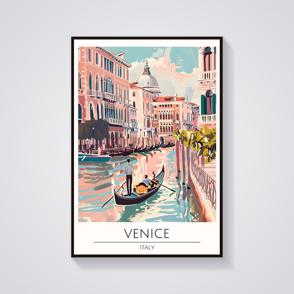 Venice Gondola Scene Poster — vista frontale