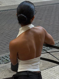 Versatile Y2K Ruched Slim Fit Cropped Halter Tank Top — in alternativa