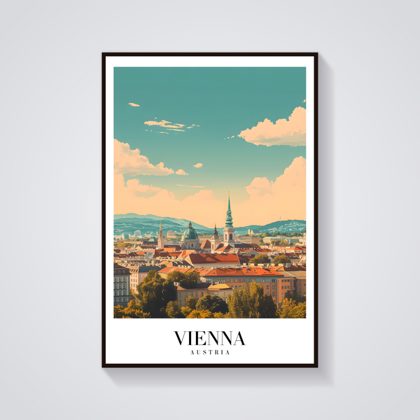 Vienna Skyline Vintage Poster — vista frontale