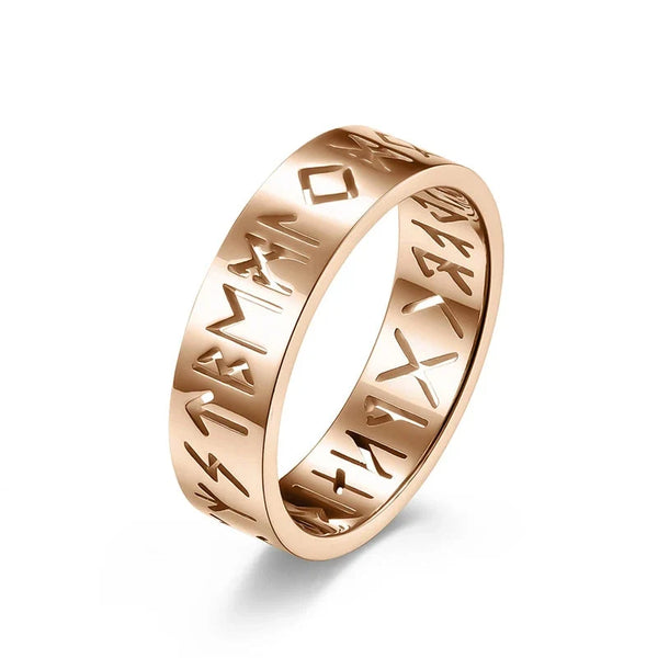 Viking Scripture Rune Ring — vista frontale