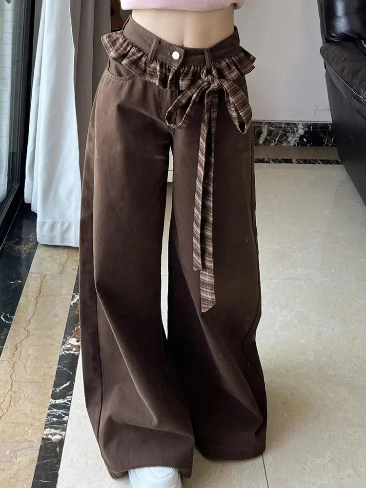 Vintage Baggy Brown Y2K High Waist Jeans — dettaglio