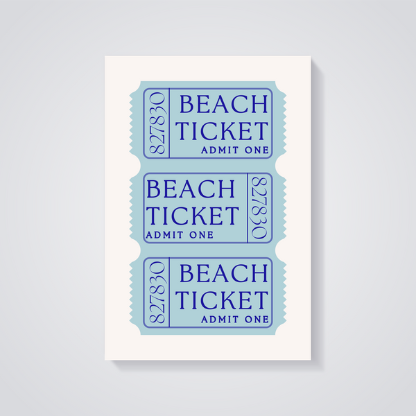 Vintage Beach Ticket Poster