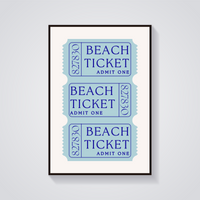 Vintage Beach Ticket Poster — vista frontale