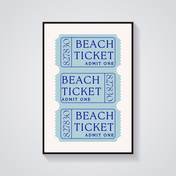 Vintage Beach Ticket Poster — vista frontale