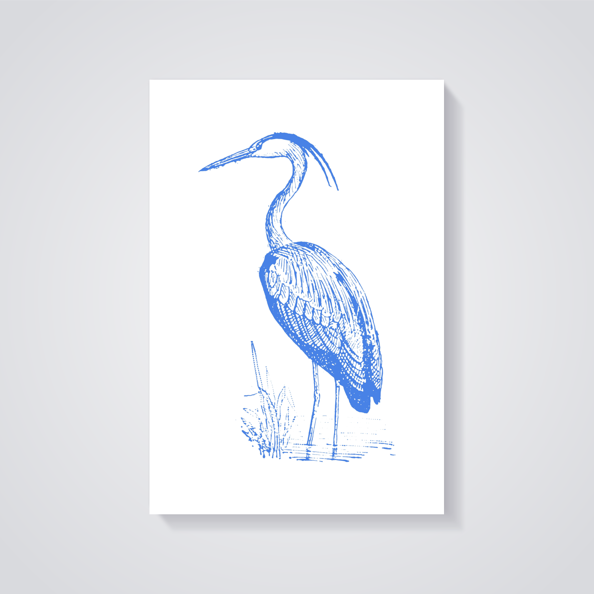 Vintage Blue Heron Seaside Poster — vista posteriore