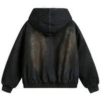 Vintage Denim Y2K Faux Fur Parka Padded Jacket Coat — vista laterale