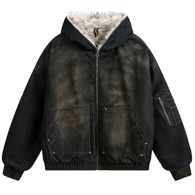 Vintage Denim Y2K Faux Fur Parka Padded Jacket Coat — in alternativa