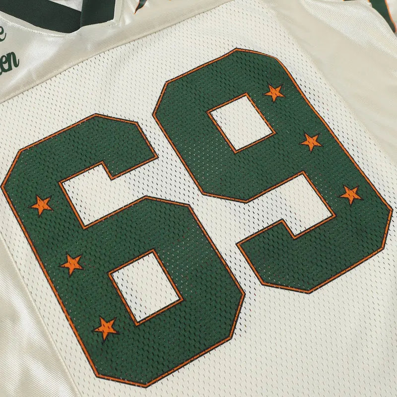 Vintage Mesh "69" Y2K Football Jersey — dettaglio della stampa