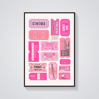 Vintage Pink Ticket Stub Poster — vista frontale