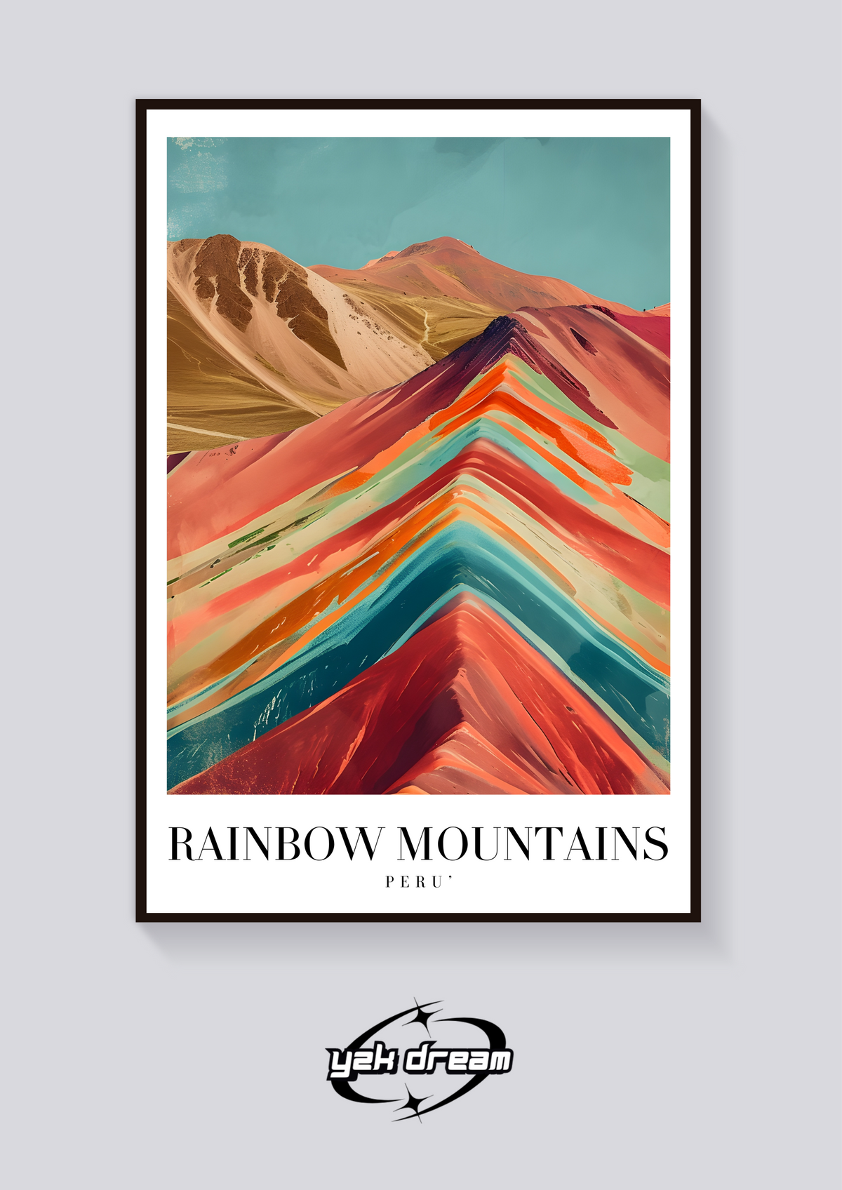 Vintage Rainbow Mountains Peru Poster — vista posteriore