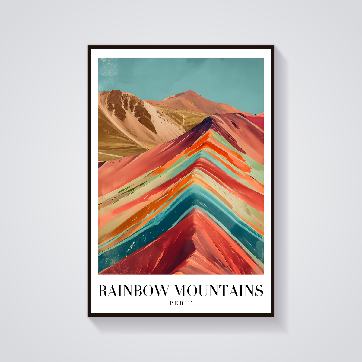 Vintage Rainbow Mountains Peru Poster — vista frontale
