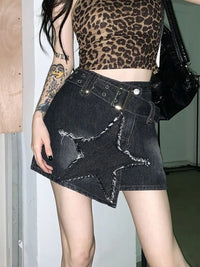 Vintage Star Y2K High Waist Denim Mini Skirt — vista posteriore