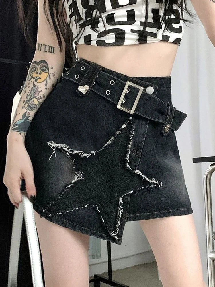 Vintage Star Y2K High Waist Denim Mini Skirt — dettaglio della stampa
