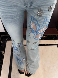 Vintage Y2K Butterfly Embroidered Low Waist Jeans — in alternativa