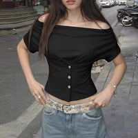 Vintage Y2K Elegant Old Money Style Off Shoulder Top — in alternativa