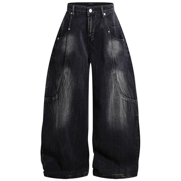 Vintage Y2K Embroidered Tube Baggy Wide Leg Jeans