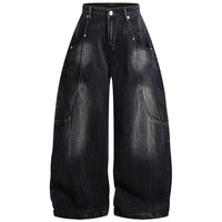 Vintage Y2K Embroidered Tube Baggy Wide Leg Jeans — vista posteriore