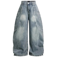 Vintage Y2K Embroidered Tube Baggy Wide Leg Jeans — vista frontale