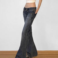Vintage Y2K Retro Button Up Low Rise Denim Flared Jeans — dettaglio della stampa