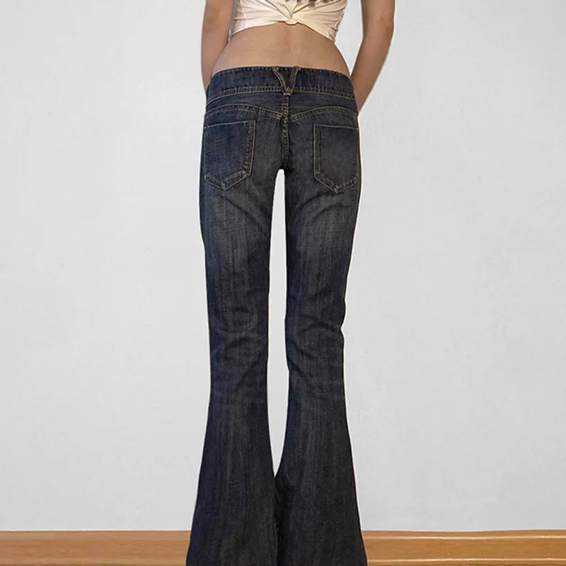 Vintage Y2K Retro Button Up Low Rise Denim Flared Jeans — in alternativa