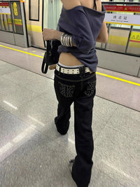 Vintage Y2K Rhinestone Union Jack Jeans — vista posteriore